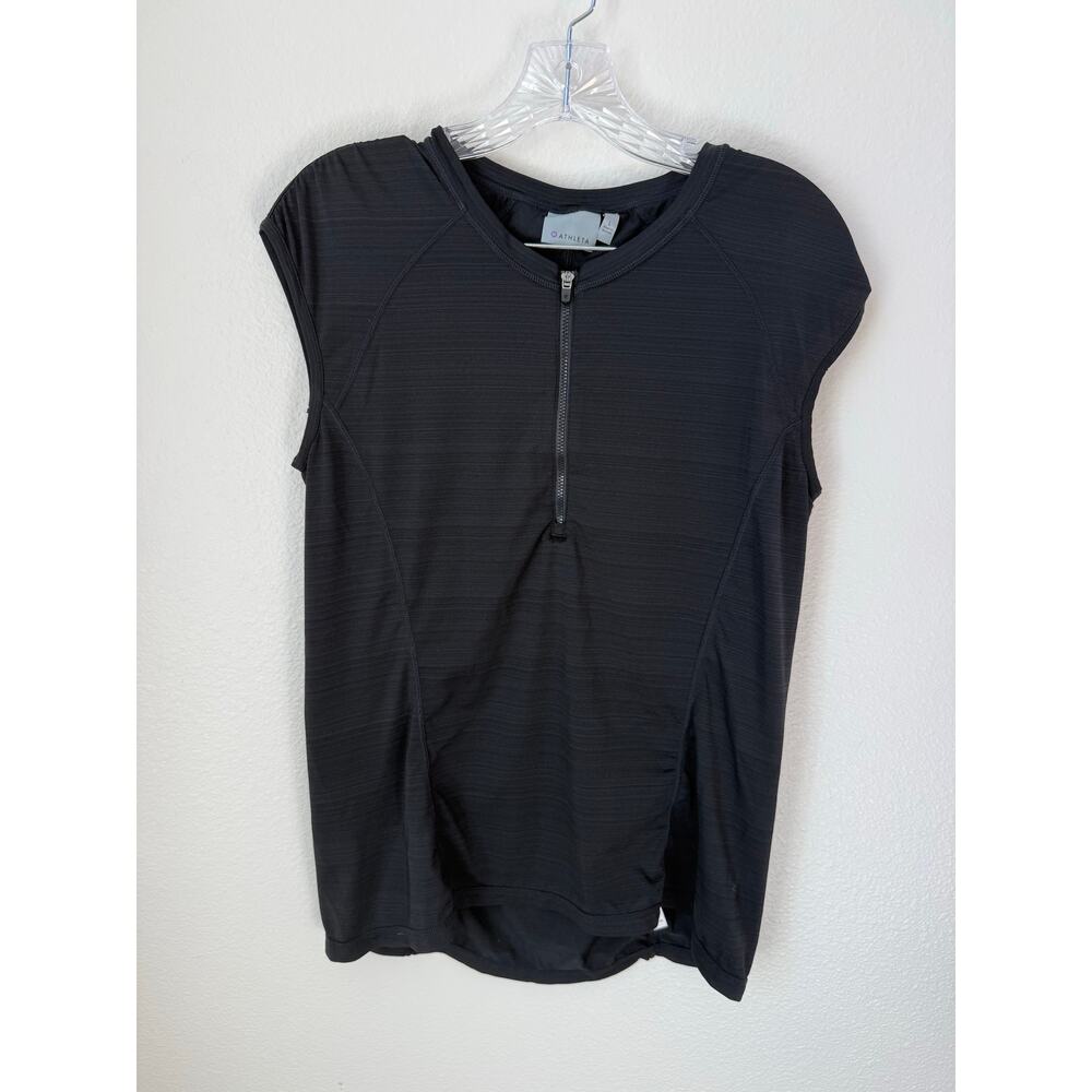 Athleta Black Half Zip Tank Top With Back Zip Pocket Size Large